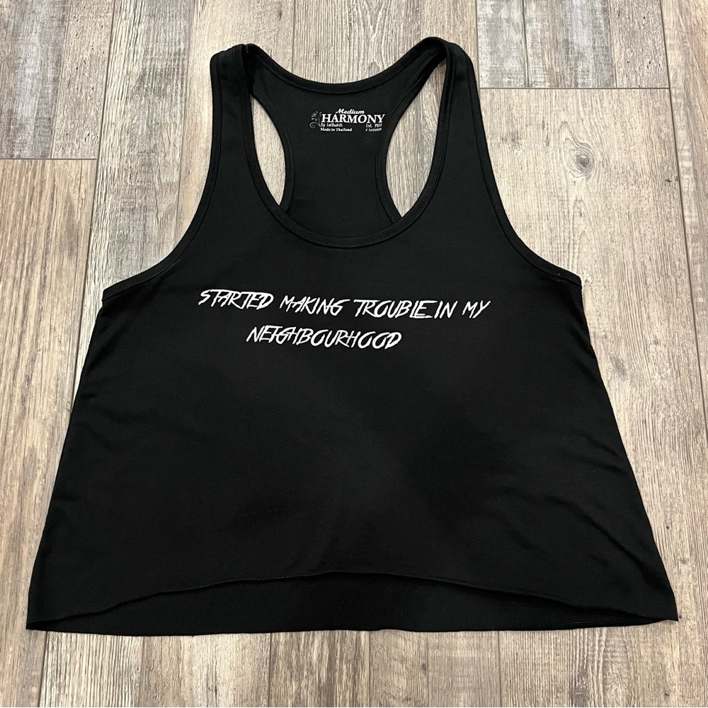 Cropped Racerback Tank with Slogan